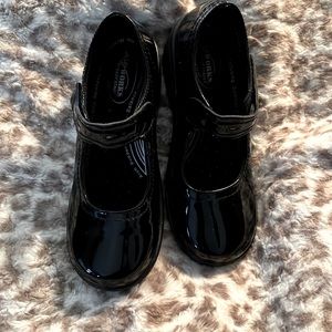 Black Patent leather-like  (man made upper) Mary Jane style shoe